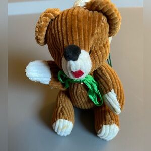 Brown Corduroy Jointed Teddy Bear Christmas Holiday Ornament Vintage